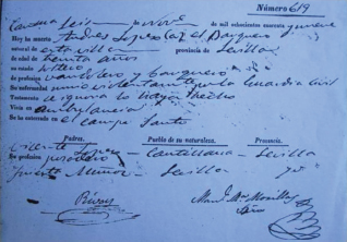 Imagen 5. Acta de defunción del Barquero de Cantillana. AMC